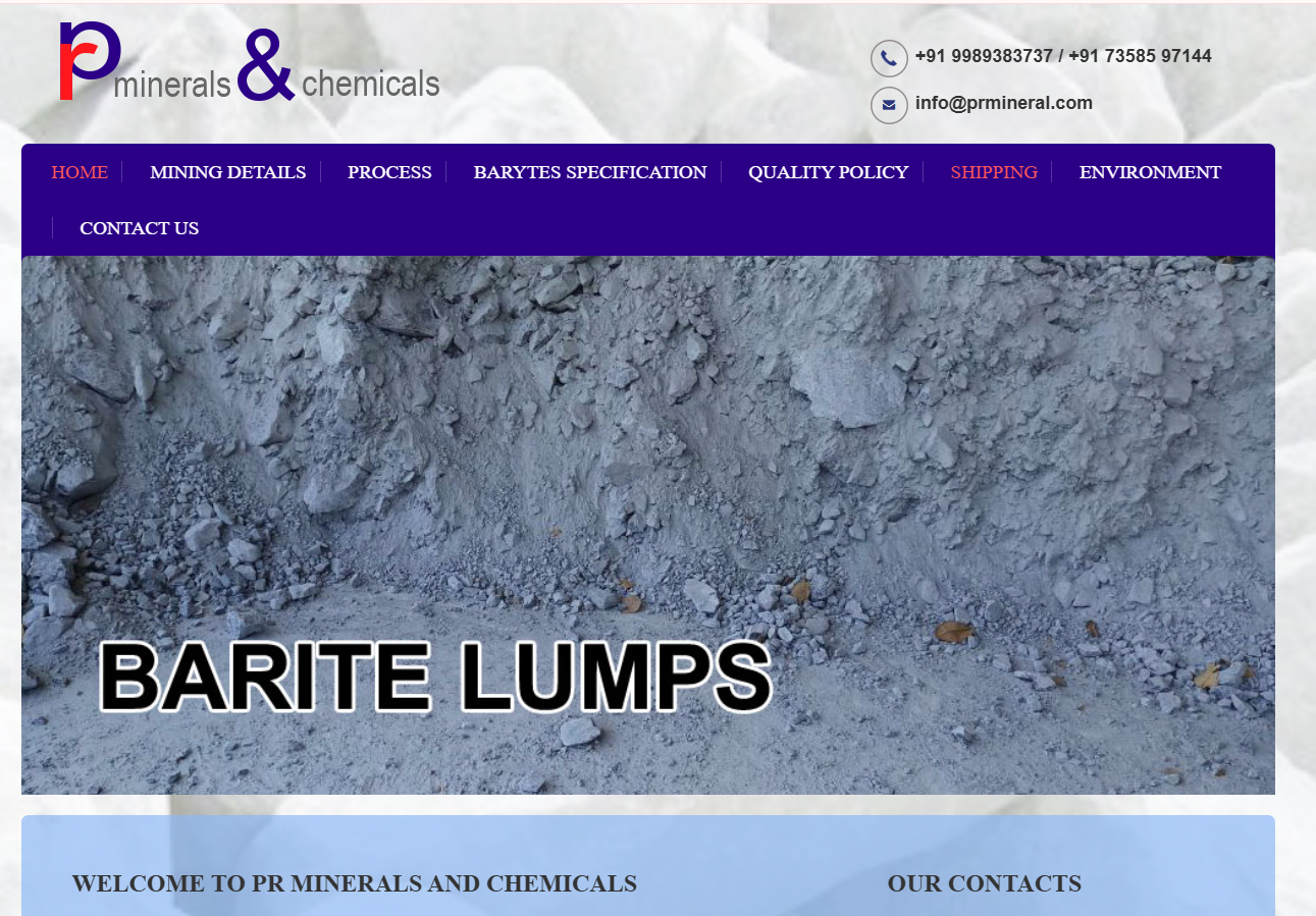 PR Minerals and Chemicals – Industrial Minerals Website & Digital Branding — screenshot 1