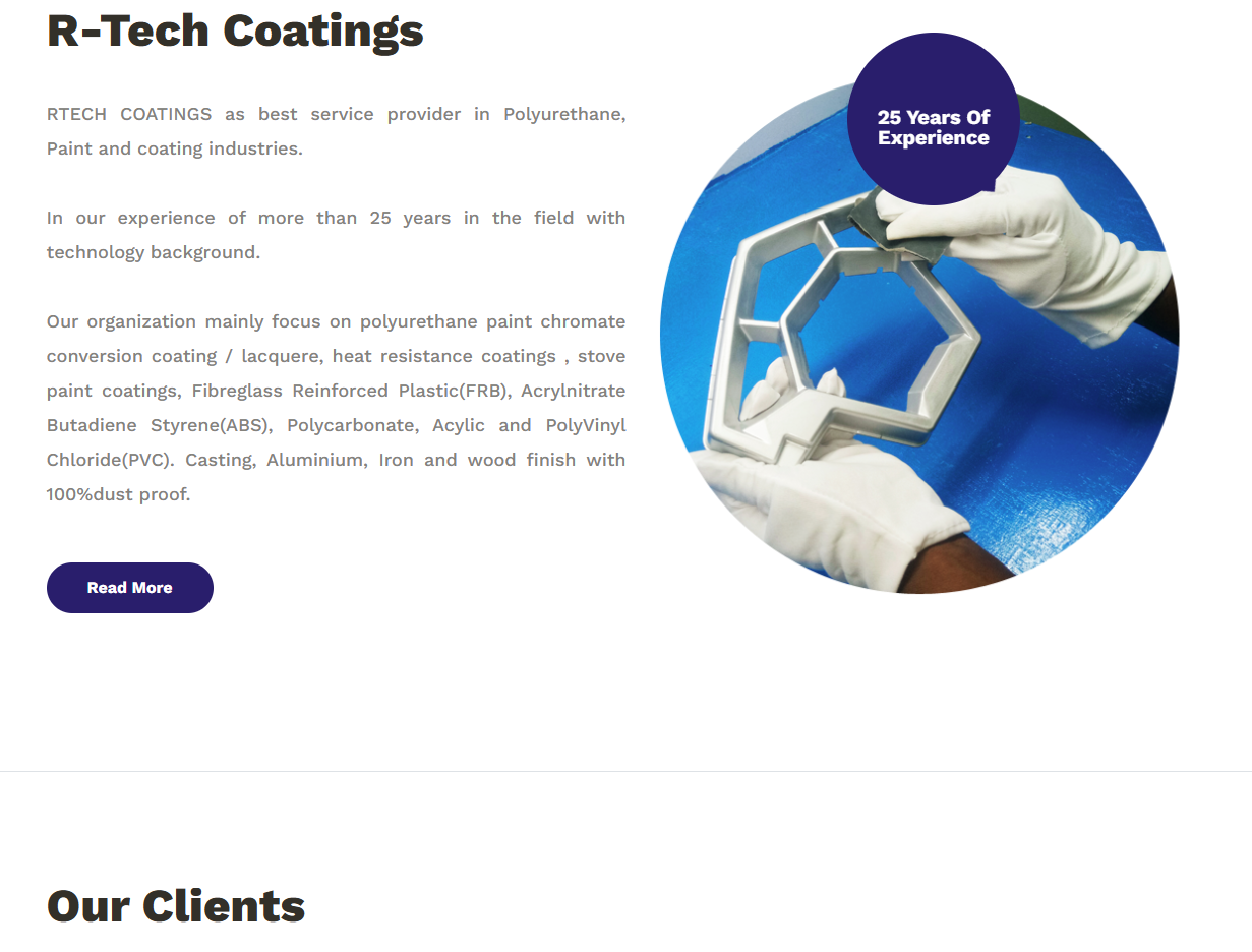 R-Tech Coatings – Industrial Coating Solutions Website Development — screenshot 1