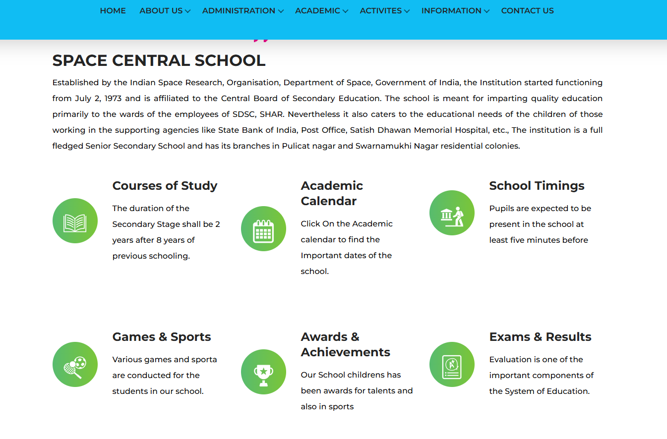 Space Central School – Educational Institution Website — screenshot 1