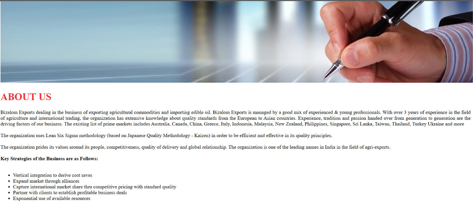 Food Export Business Website — screenshot 2