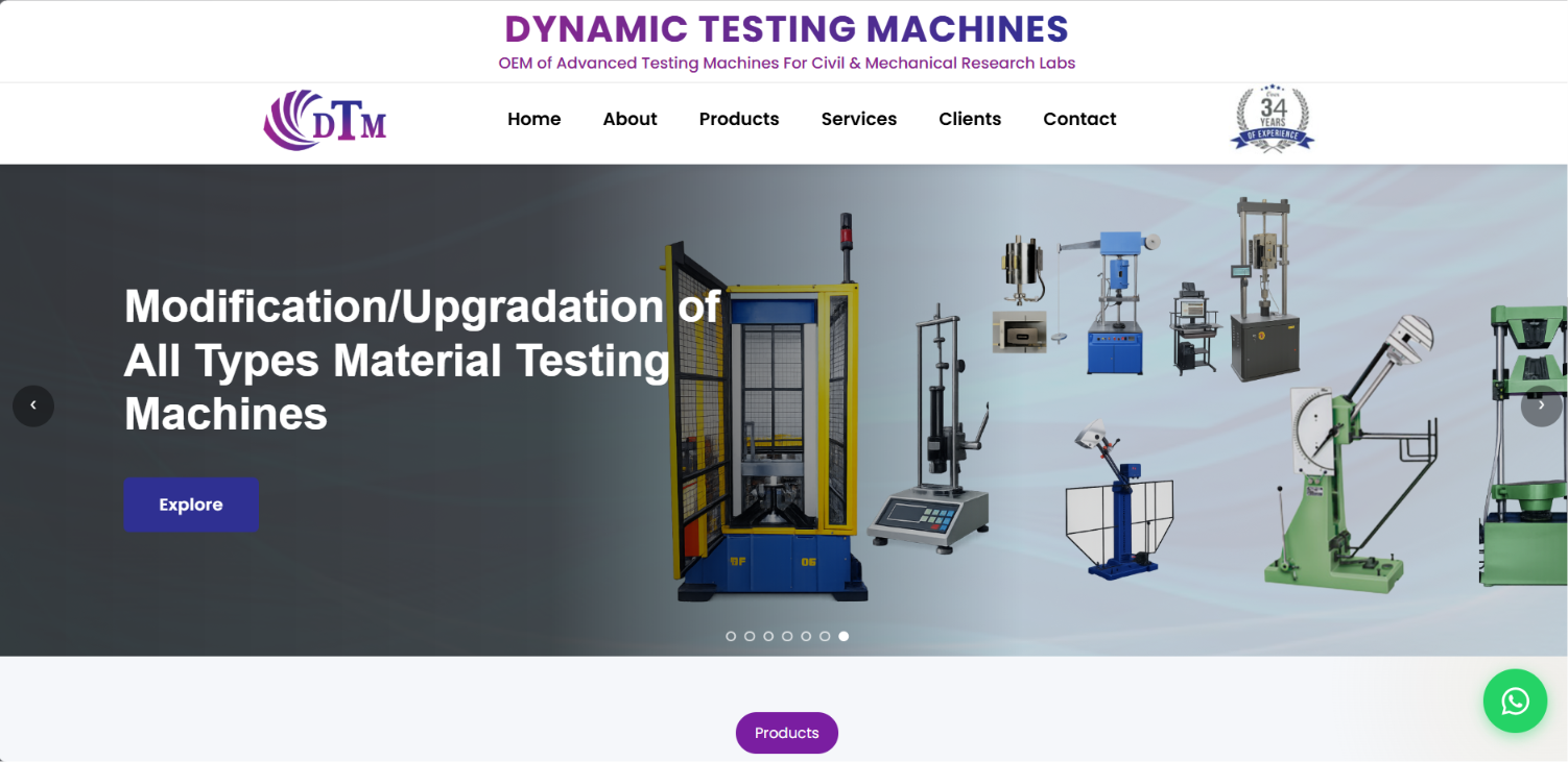 Material Testing Equipment Website — screenshot 1