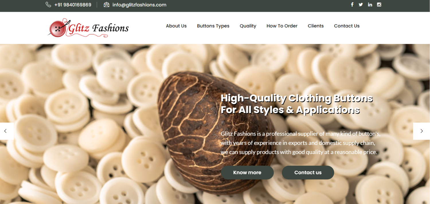 Garment Accessories Manufacturer Website Development — screenshot 1
