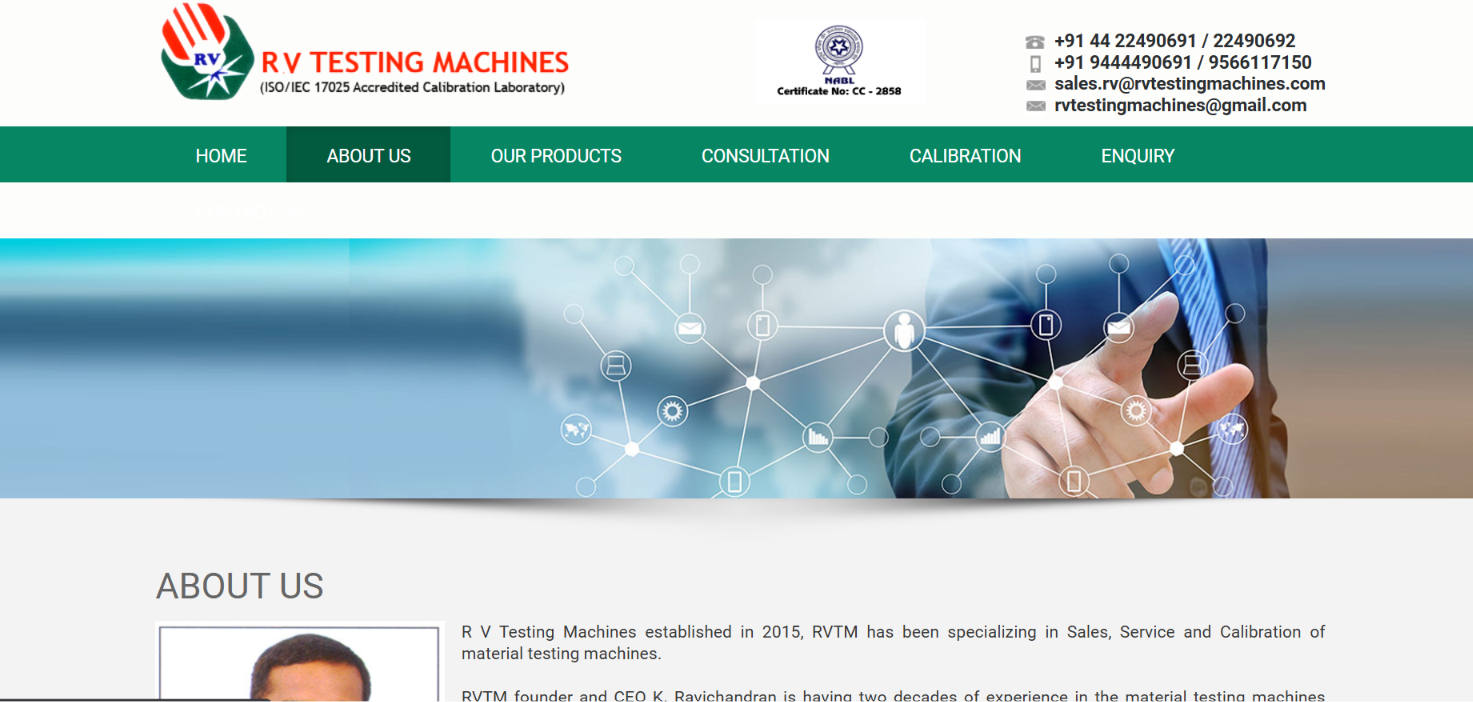 Material Testing Equipment Website Development — screenshot 2