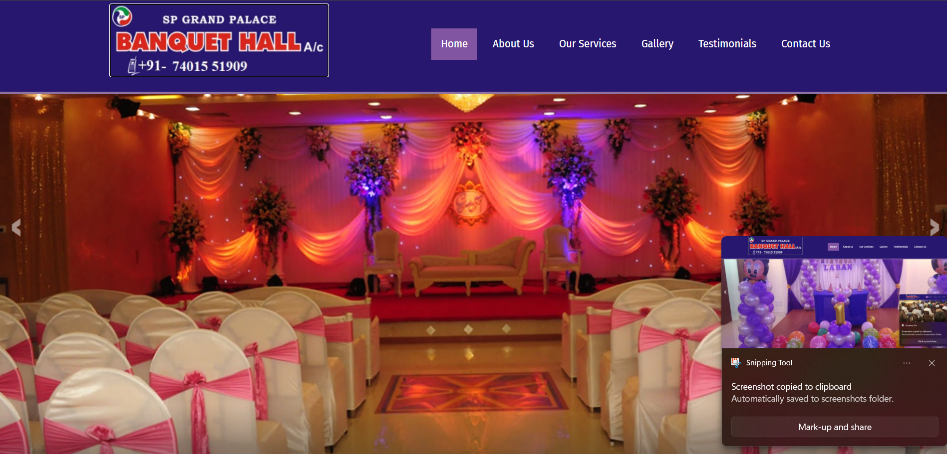 Banquet Hall & Event Venue Website Development — screenshot 3