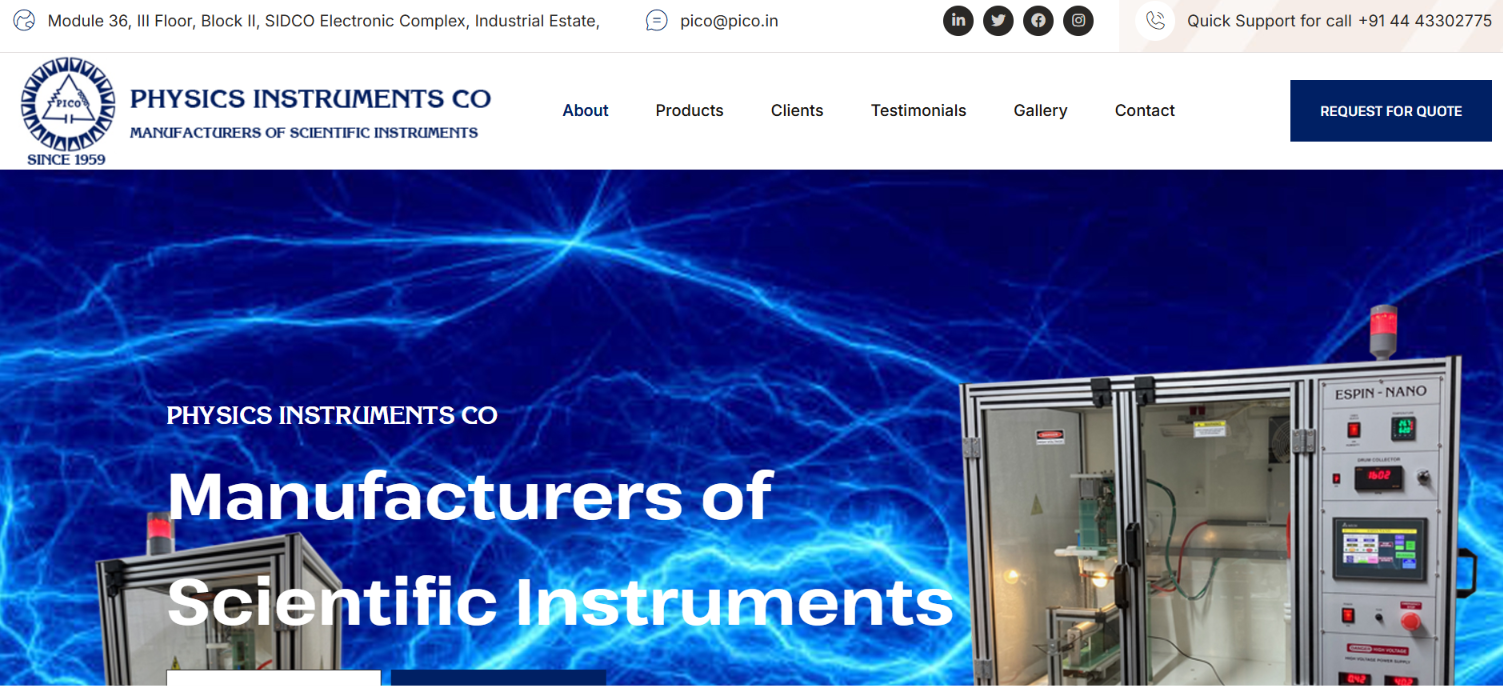 Scientific Instruments Website Development — screenshot 1